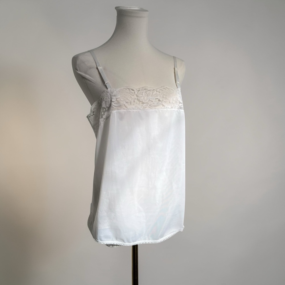 Vintage White Lace Trim Camisole Slip Top Romantic Coquette 36